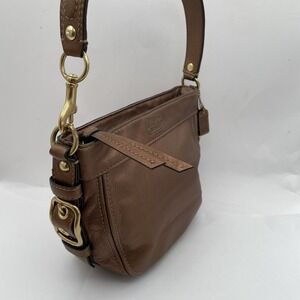 COACH HOBO SHOULDER BAG METALLIC BROWN LEATHER #12671P, ZIPPED